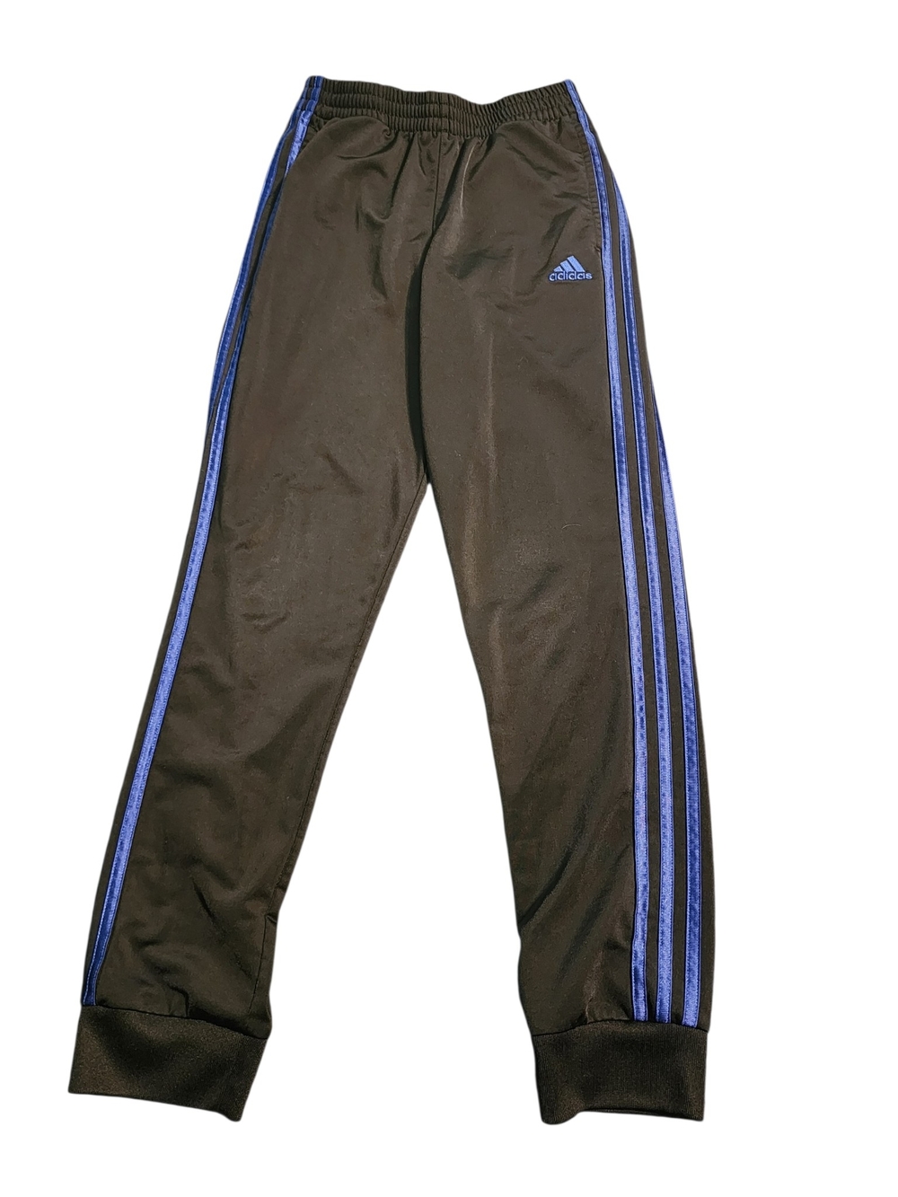 Adidas Black Track Pants with Blue Stripe